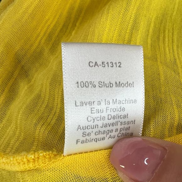 Young Fabulous & Broke Yellow Tunic Top Snap Button Front 3/4 Sleeve Size Medium - Picture 9 of 9